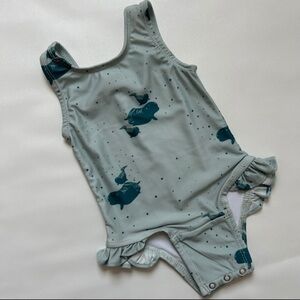 Kate Quinn Baby Swimsuit 6–12M Blue Beluga Ruffle UPF 50+ NWT